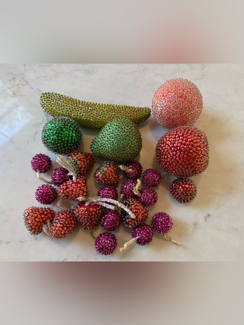 Vintage sequined fruit lot